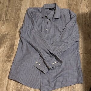 Boss Navy and White Patterned Dress Shirt